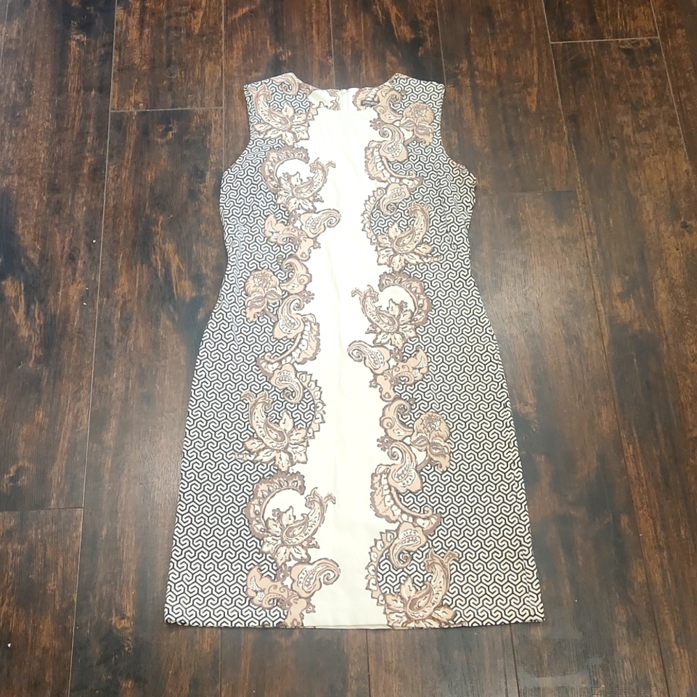 J. McLaughlin Devon Bainbridge stretch dress Large paisley sleeveless Sheath L